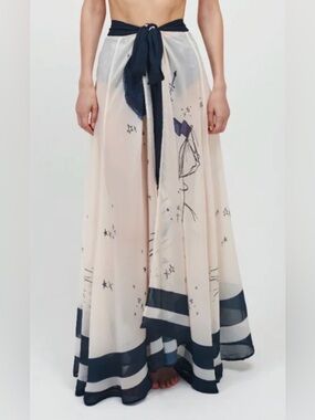 Ancora Take Me to the Moon Maxi Skirt Nautical Sailboat Sarong Cover Up